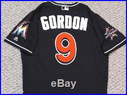DEE GORDON size 40 #9 2017 Miami Marlins Game Jersey issued alt black 3 PATCHES