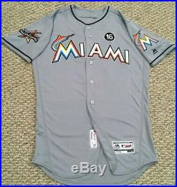 DEE GORDON size 40 #9 2017 Miami Marlins Game Jersey issued road gray 3 PATCHES