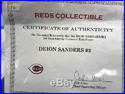 DEION SANDERS 2001 Game Used Cincinnati Reds JERSEY COA HOF Last MLB Jersey