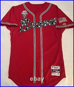 Dan Uggla Game-Used Atlanta Braves Red Majestic July 4th Military Jersey withCOA