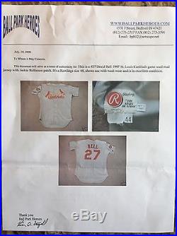 David Bell 1997 Cardinals Game Used Worn Jersey. Rare Jackie Robinson Patch