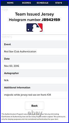 David Ortiz 2016 Boston Red Sox Issued Postseason Home Jersey Final Season