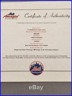 David Wright Game Used Jersey New York Mets Postseason MLB Dodgers Baseball