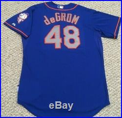 DeGROM size 48 #48 New York Mets game jersey issued road blue MLB HOLOGRAM