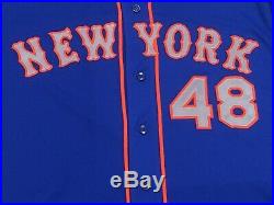 DeGROM size 48 #48 New York Mets game jersey issued road blue MLB HOLOGRAM