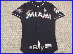 Dee Gordon size 40 #9 2017 Miami Marlins Game Jersey issued alt black 3 PATCHES