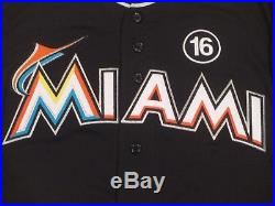 Dee Gordon size 40 #9 2017 Miami Marlins Game Jersey issued alt black 3 PATCHES