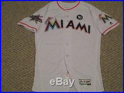 Dee Gordon size 40 #9 2017 Miami Marlins Game Jersey issued home white 3 PATCHES