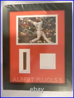 Derek Jeter & Albert Pujols Framed Game Used Jersey & Bat PSA, Steiner, Mears cert