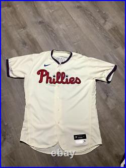 Donny Sands game used worn 2022 Phillies cream jersey MLB COA