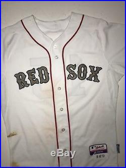 Dustin Pedroia Boston Red Sox Game Used Jersey HR Game Signed MLB Auth
