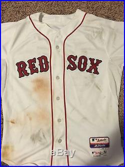Dustin Pedroia MLB COA Game Used Jersey 2014 Home Boston Red Sox