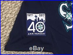 FELIX HERNANDEZ #34 2017 Seattle Mariners game used jersey road blue 40TH MLB