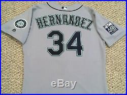 FELIX HERNANDEZ #34 2017 Seattle Mariners game used jersey road gray 40TH MLB