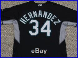 FELIX HERNANDEZ sz 52 #34 2015 Seattle Mariners game used jersey pre game MLB