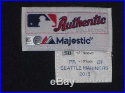 Felix Hernandez SZ 50 #34 2015 Seattle Mariners game used jersey Road Navy MLB