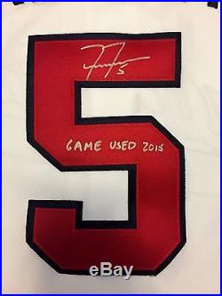 Freddie Freeman MLB Holo Game Used Autographed Insc Jersey 2015 Atlanta Braves