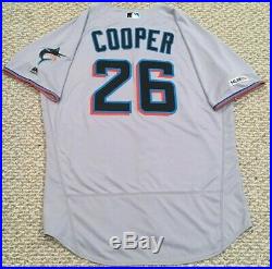 GARRETT COOPER size 48 #26 2019 MIAMI MARLINS game jersey issued road gray MLB