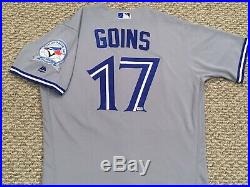 GOINS #17 size 42 2016 Toronto Blue Jays GAME USED jersey road gray 40 MLB HOLO