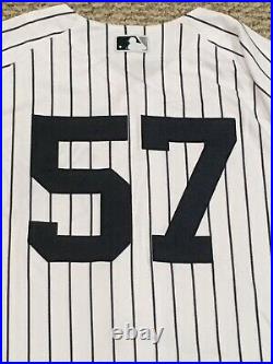 GREEN #57 size 46 2018 Yankees Game Used Jersey HOME POST SEASON STEINER MLB