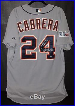 Game Used Miguel Cabrera HOMERUN Jersey-Autographed and Inscribed (JSA/MLB AUTH)