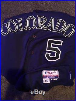 Game Worn Carlos Gonzalez jersey Colorado Rockies 20th Anniversary (Autographed)