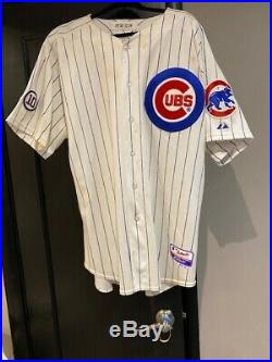 Game Worn Chicago Cubs Marlon Byrd jersey with Ron Santo Patch