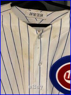 Game Worn Chicago Cubs Marlon Byrd jersey with Ron Santo Patch