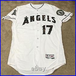 Game Worn Shane Robinson Los Angeles Angels Jersey Used Military Camo White 44