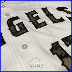 Game Worn Shane Robinson Los Angeles Angels Jersey Used Military Camo White 44