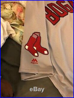 Game Worn (Used) Xander Boegarts Boston Red Sox Away 2018 World Series Jersey