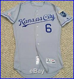 HAMILTON size 40 #6 2019 Kansas City Royals game used jersey road gray 150 patch