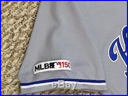 HAMILTON size 40 #6 2019 Kansas City Royals game used jersey road gray 150 patch