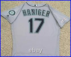 HANIGER #17 size 46 2019 Mariners game used jersey road gray 150 patch MLB HOLO