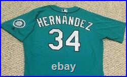 HERNANDEZ size 50 #34 2018 Seattle Mariners game jersey ISSUE home teal MLB HOLO