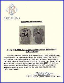 HOF David Ortiz 2011 Road Game Used Worn Boston Red Sox Jersey WithCOA