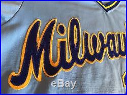 HOF Game Used Don Sutton Milwaukee Brewers 1984 Road Baseball Jersey-Sand-Knit
