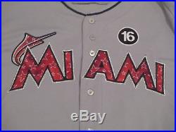 Hechavarria size 46 #3 2017 Miami Marlins Game Jersey gray road JULY 4 3 PATCHES