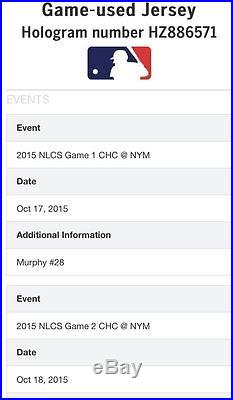 Historic Daniel Murphy 2015 NLCS Games 1&2 Game Used New York Mets Jersey (MVP)