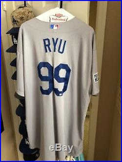 Hyun-Jin Ryu Team Issued LA Dodgers Jersey 2014 Playoffs MLB Cert