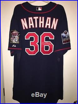 JOE NATHAN Signed 2010 Authentic Minnesota Twins Team Issued Game Jersey Auto