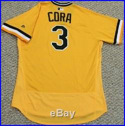 JOEY CORA size 46 #3 2017 Pittsburgh Pirates GAME USED jersey alt GOLD MLB holo