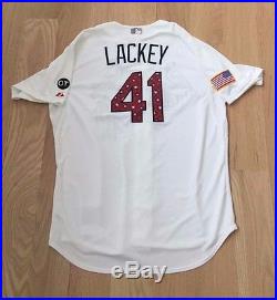JOHN LACKEY GAME USED 2015 ST. LOUIS CARDINALS STARS AND STRIPES JULY 4TH JERSEY
