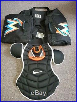 JT Realmuto Miami Marlins GAME USED CATCHERS CHEST PROTECTOR & EQUIPMENT BAG MLB
