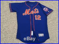 JUAN LAGARES size 46 #12 2018 New York Mets game jersey ISSUE home blue MLB HOLO