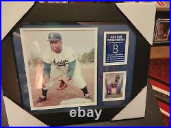 Jackie Robinson Game Used Jersey Card Framed Matted Upper Deck Legendary Cuts