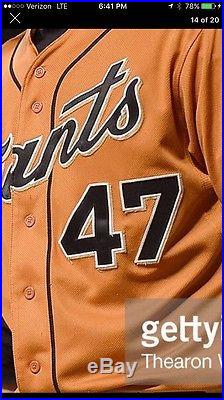 Jarrett Parker San Francisco Giants Game Used Orange Photomatch Jersey MLB Auth