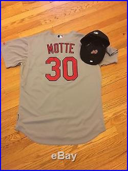 Jason Motte 2010 Cardinals Game Used Worn Jersey And Cap. Signed. Great Use