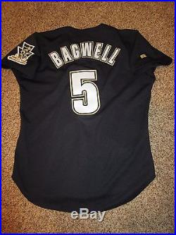 Jeff Bagwell 1996 Game Used Worn Astros Home Alternate Navy Jersey 35th Patch