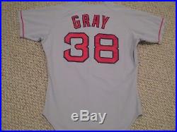 Jeff Gray size 44 T #38 1990 Boston Red Sox Game Used jersey road gray knit